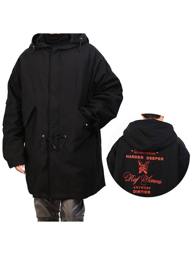 Back Printing Hooded Parka Jacket Black - RAF SIMONS - BALAAN 2