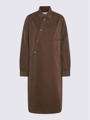 Asymmetric Shirt Midi Dress Dark Tobacco - LEMAIRE - BALAAN 1