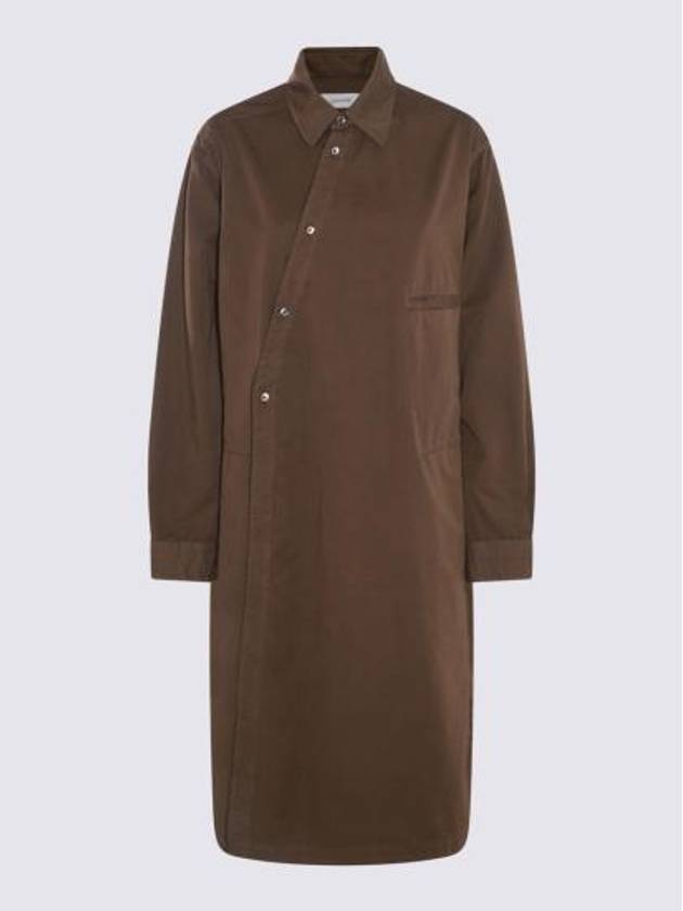 Asymmetric Shirt Midi Dress Dark Tobacco - LEMAIRE - BALAAN 3