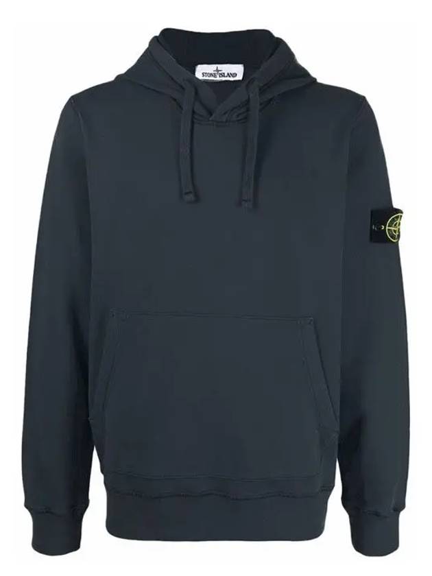 Wappen Patch Brushed Cotton Fleece Hoodie Dark Blue - STONE ISLAND - BALAAN 2