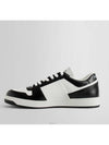 Men's Downtown Triangle Logo Leather Low Top Sneakers White Black - PRADA - BALAAN 3