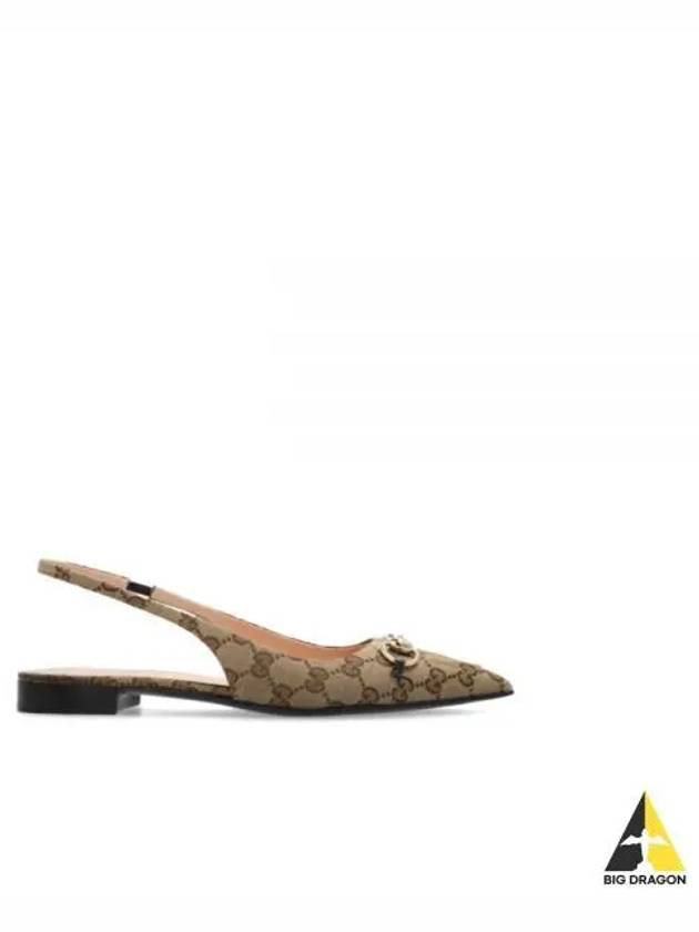 Horsebit Slingback Ballet Flat Beige Ebony - GUCCI - BALAAN 2