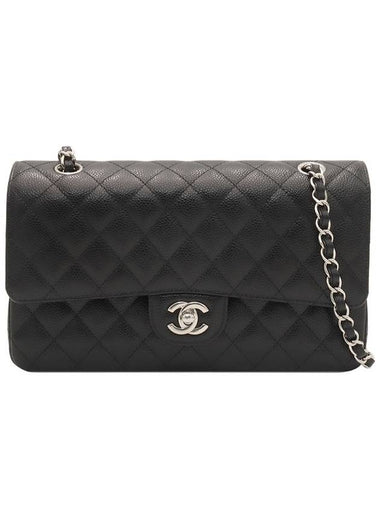 Black Caviar Silver Chain Classic Medium Flap Shoulder Bag - CHANEL - BALAAN 1