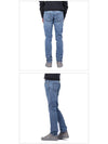 Destroyed Embroidered Logo Jeans Blue - SAINT LAURENT - BALAAN 4