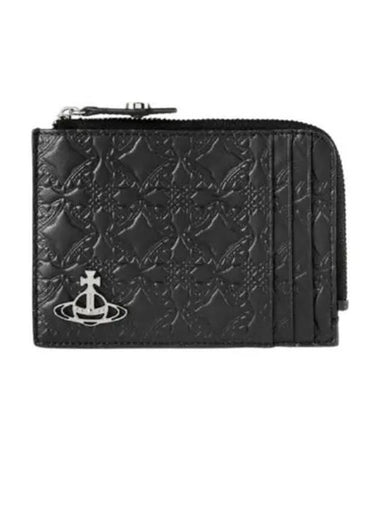 ORB Logo Zipper Card Wallet Black - VIVIENNE WESTWOOD - BALAAN 1