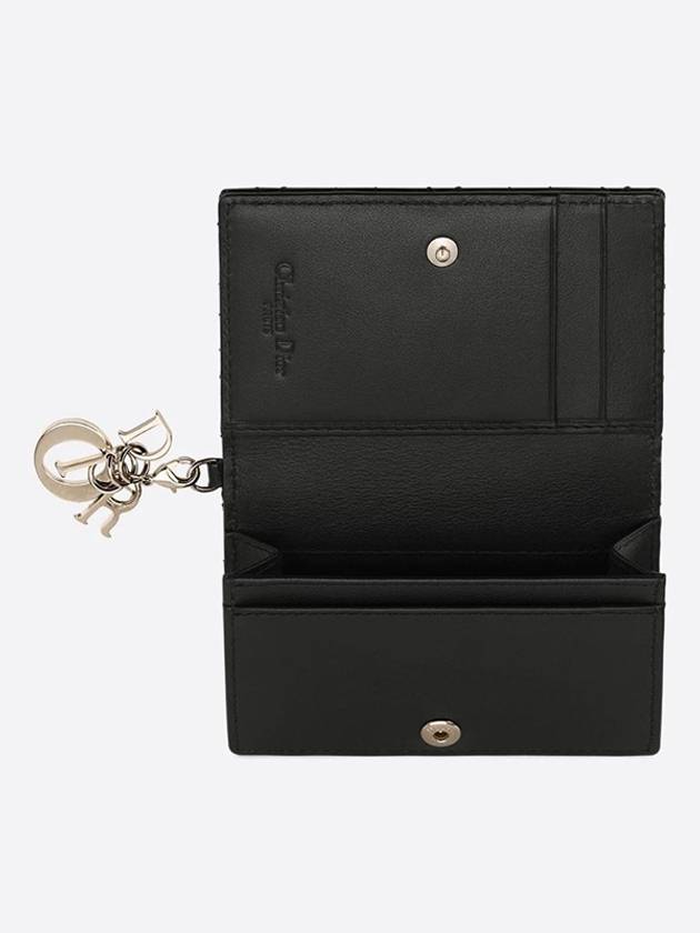 Lady Cannage Patent Calfskin Flap Card Wallet Black - DIOR - BALAAN 4