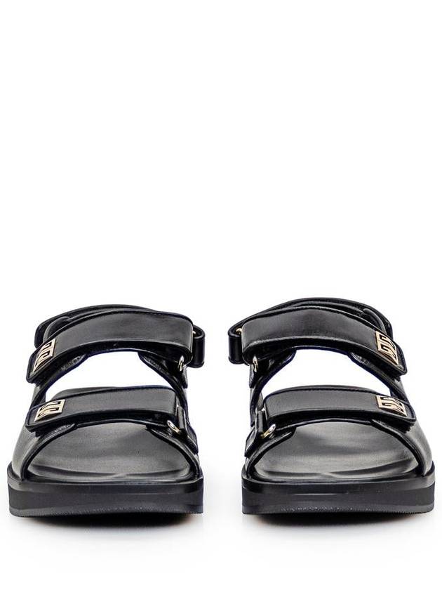 4G Strap Leather Flat Sandals Black - GIVENCHY - BALAAN 3