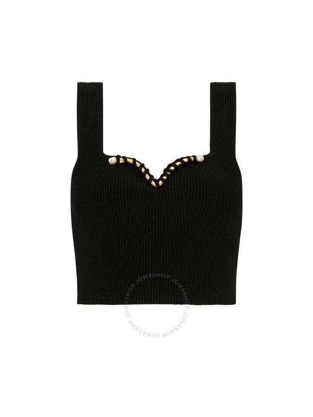 Aje Ladies Black Goldfoil Metal Bar Bodice, Size Medium - AJE - BALAAN 1