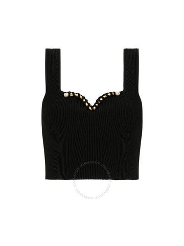 Aje Ladies Black Goldfoil Metal Bar Bodice, Size Medium - AJE - BALAAN 1