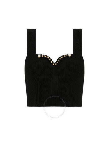 Aje Ladies Black Goldfoil Metal Bar Bodice, Size Medium - AJE - BALAAN 1