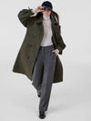 Raglan sleeve yarn-dyed herringbone wool coat green - VOYONN - BALAAN 3