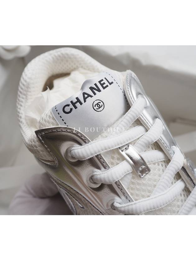 CC Logo Shasix Men s Sneakers White Silver G39794 - CHANEL - BALAAN 5