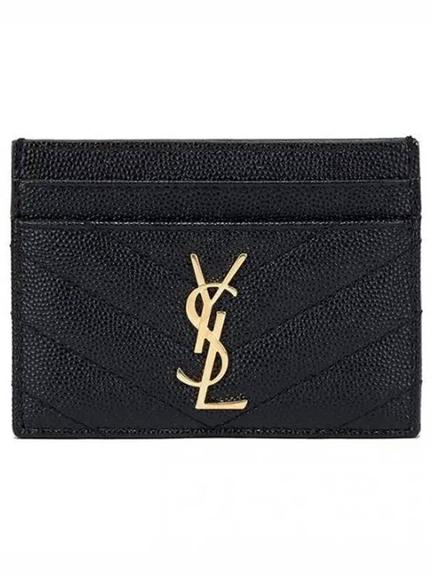 Gold Hardware Matelasse Caviar Leather Card Wallet Black - SAINT LAURENT - BALAAN 2