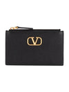 V Logo Card Wallet Black - VALENTINO - BALAAN 1