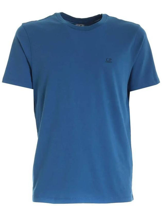 Logo Print Short Sleeve T-Shirt Blue - CP COMPANY - BALAAN 1