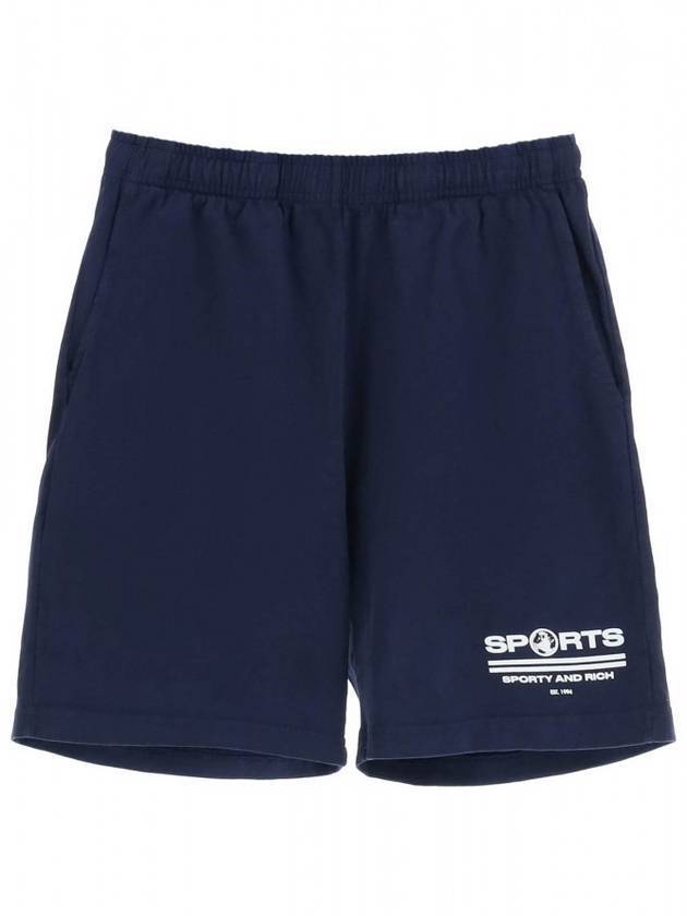 Sports Logo Cotton Shorts Navy - SPORTY & RICH - BALAAN 1