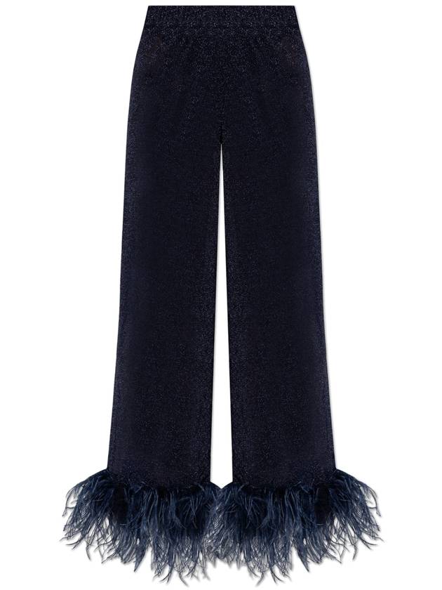 Oseree Trousers With Ostrich Feathers, Women's, Navy Blue - OSEREE - BALAAN 1