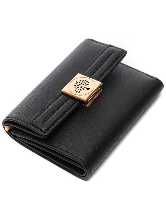 Tree Logo Tri-fold Leather Half Wallet Black - MULBERRY - BALAAN 6