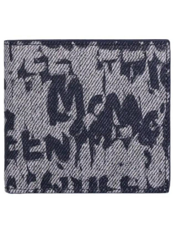 graffiti banknote wallet blue - ALEXANDER MCQUEEN - BALAAN 1