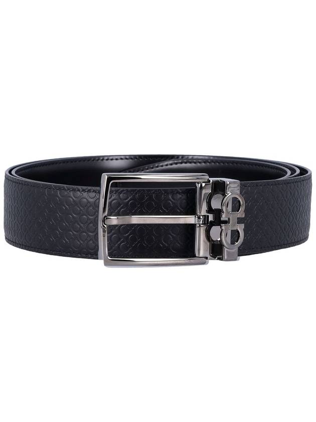 Gancini Reversible Adjustable Leather Belt Black - SALVATORE FERRAGAMO - BALAAN 2