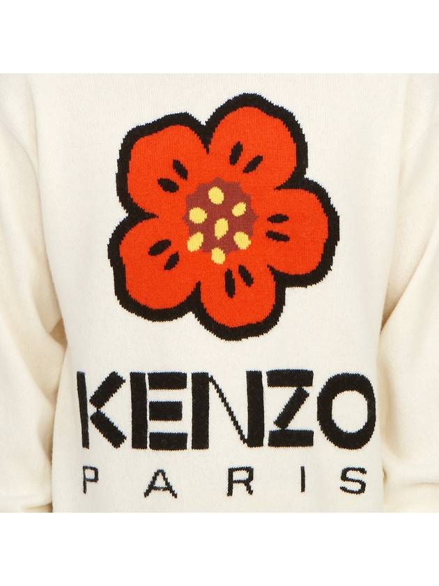 Boke Flower Merino Wool Knit Top Off White - KENZO - BALAAN 9