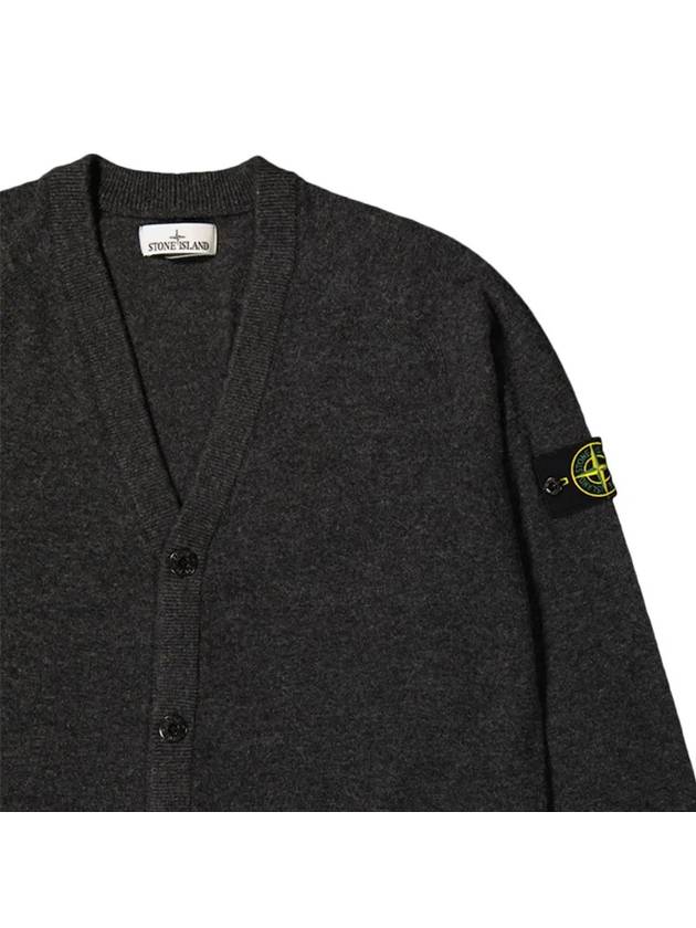 Wappen Patch V-Neck Cardigan Grey Melange - STONE ISLAND - BALAAN 5