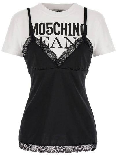 Short Sleeve T-Shirt A120632671555 White Black - MOSCHINO - BALAAN 2