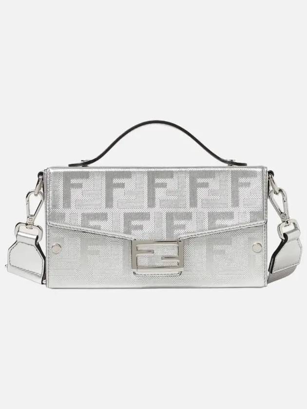 Soft Trunk Baguette Leather Cross Bag Silver - FENDI - BALAAN 3