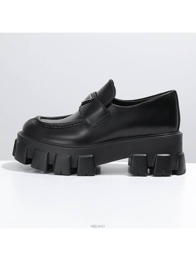 Monolith Brushed Leather Platform Loafers Black - PRADA - BALAAN 3