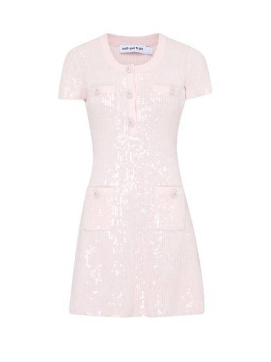 Sequin knit short dress pink - SELF PORTRAIT - BALAAN 2