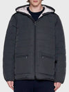 Poly Twill Rib 4-Bar Down Hoodie Jacket Charcoal - THOM BROWNE - BALAAN 3