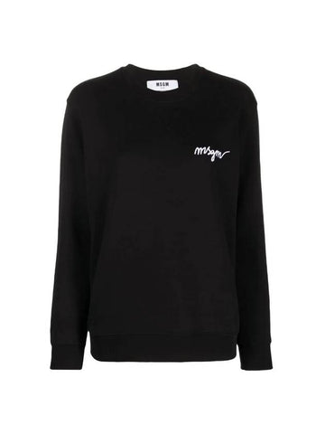 Embroidered Logo Cotton Sweatshirt Black - MSGM - BALAAN 1