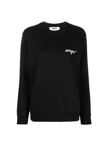 Embroidered Logo Cotton Sweatshirt Black - MSGM - BALAAN 1