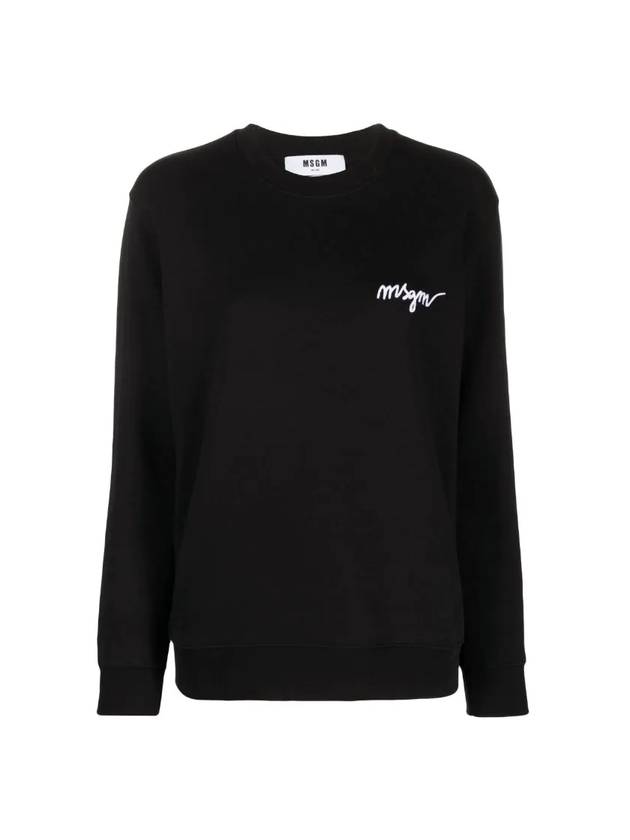 Embroidered Logo Cotton Sweatshirt Black - MSGM - BALAAN 1