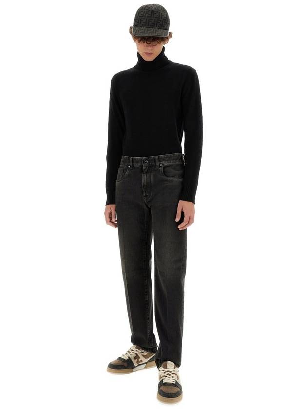 Straight-Cut Denim Jeans Black - FENDI - BALAAN 3