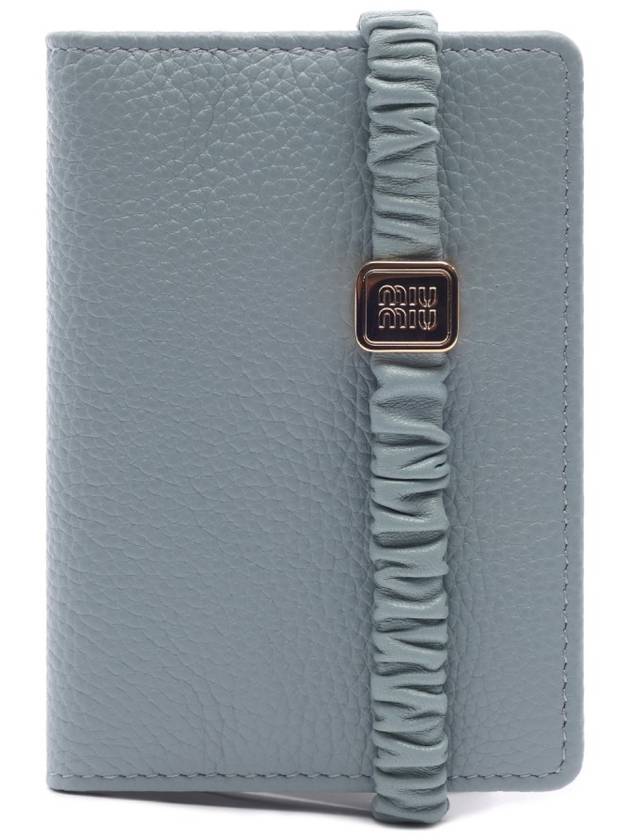 Logo Plaque Half Wallet Blue - MIU MIU - BALAAN 2