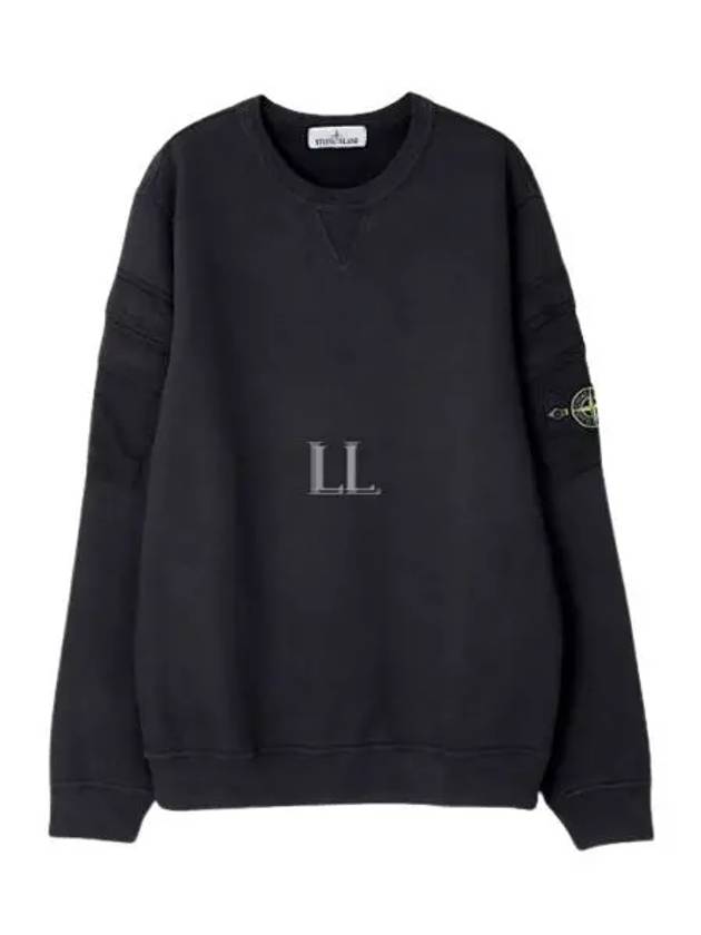 Garment Dyed Double Pocket Brushed Cotton Fleece Sweatshirt Black - STONE ISLAND - BALAAN 2