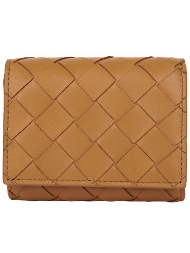 Intrecciato Trifold Half Wallet Caramel - BOTTEGA VENETA - BALAAN 1