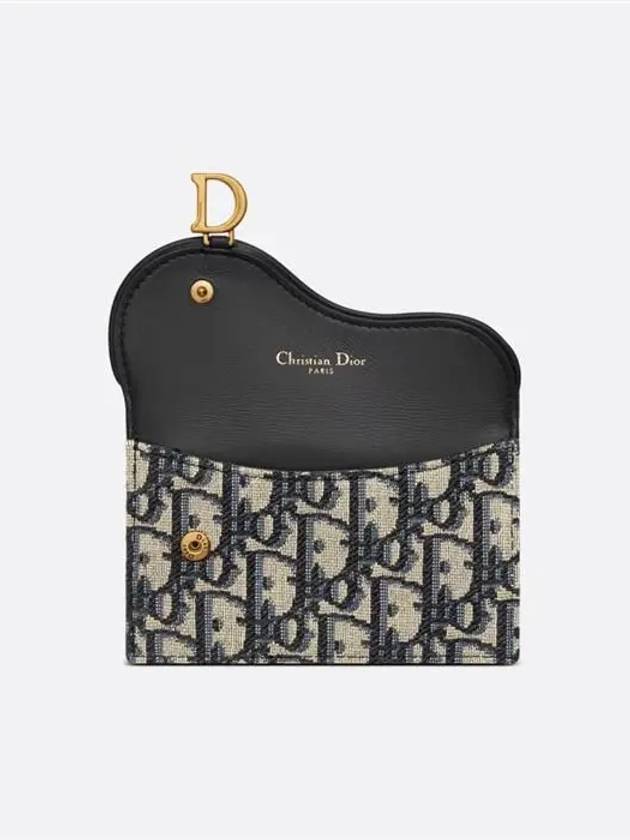 Oblique Jacquard Saddle Flap Compact Zipper Card Wallet Beige - DIOR - BALAAN 6