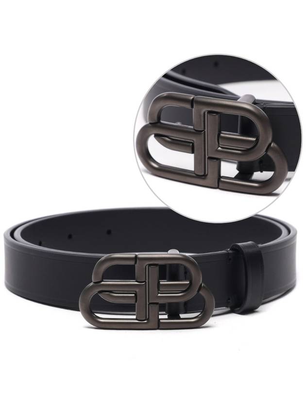 BB Logo Thin Calfskin Belt Black - BALENCIAGA - BALAAN 2