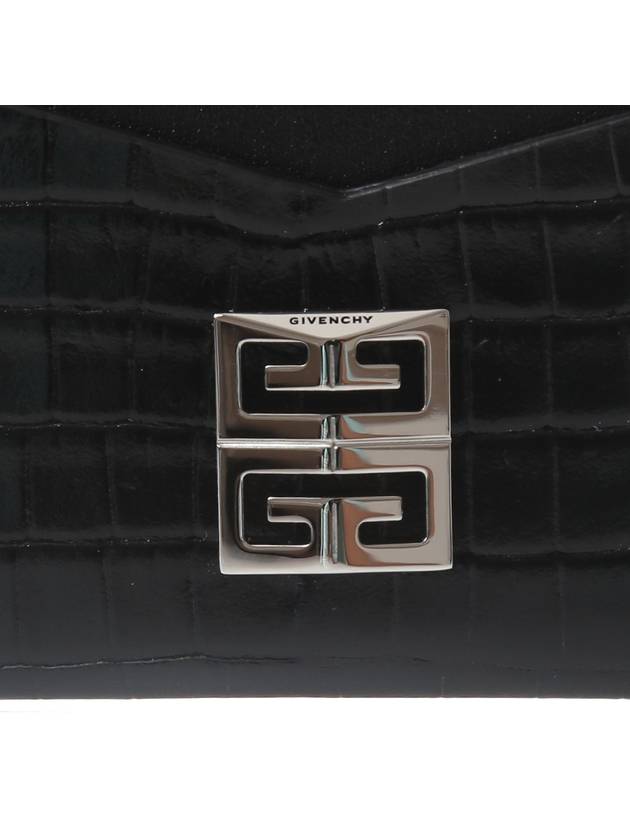 Men's 4G Logo Silver Crocodile Card Wallet Black - GIVENCHY - BALAAN 5