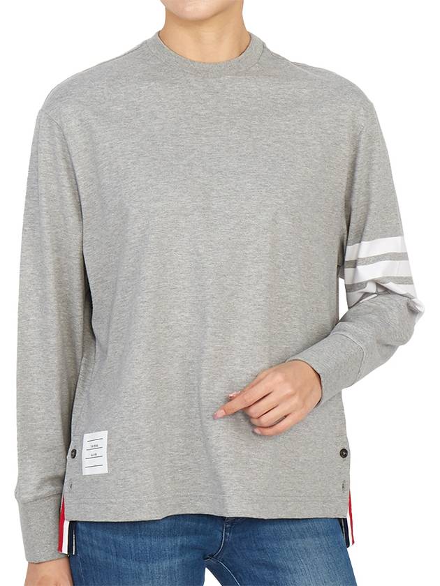 Engineered 4 Bar Medium Weight Jersey Oversized Long Sleeved T-Shirt Light Grey - THOM BROWNE - BALAAN 6