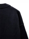 Heart Logo V Neck Wool Cardigan Black - AMI - BALAAN 8