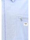 Cotton Short Sleeve Shirt Blue - FENDI - BALAAN 4