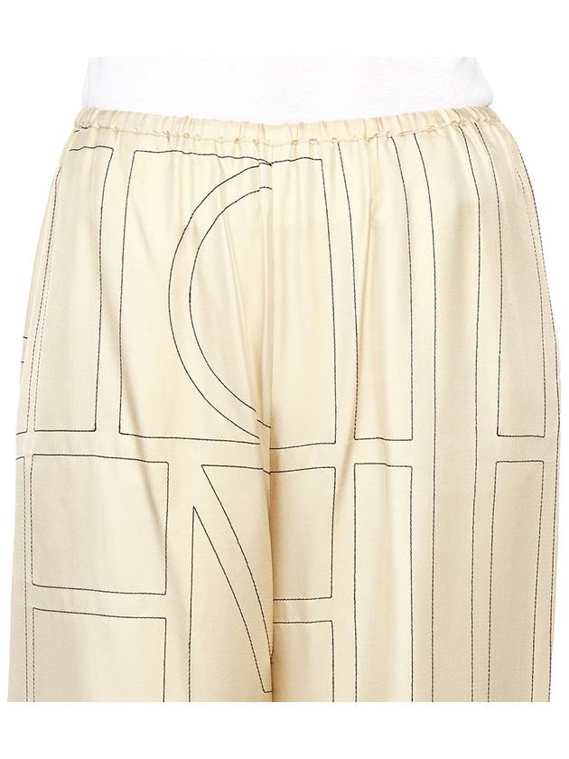 Silk Monogram Print Pyjamas Straight Pants Ivory - TOTEME - BALAAN 8