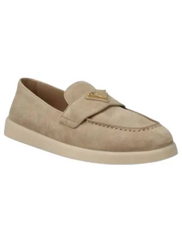 Triangle Logo Suede Leather Loafer Desert Beige - PRADA - BALAAN 2