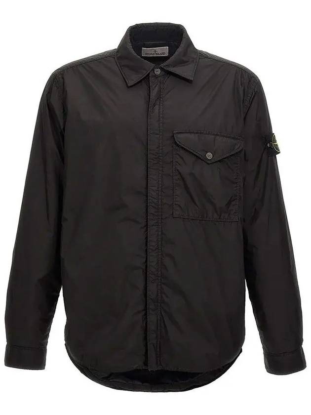 Wappen Patch Overshirt Zip Up Jacket Black - STONE ISLAND - BALAAN 2