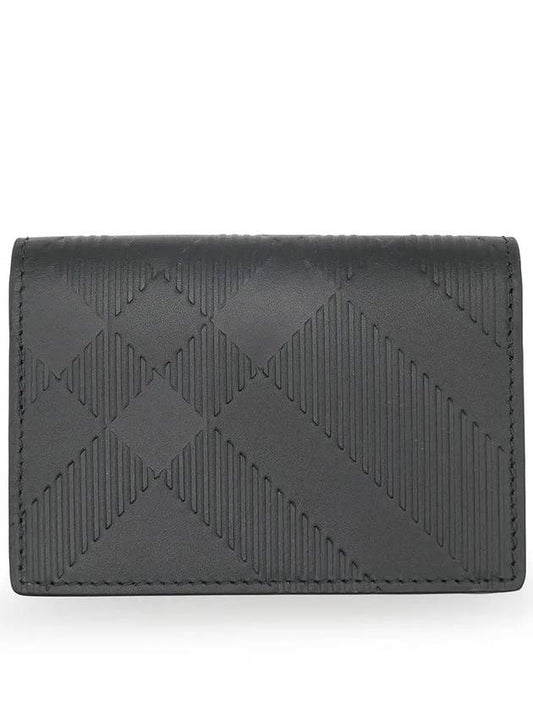 Check Pattern Leather Card Wallet Black - BURBERRY - BALAAN 2