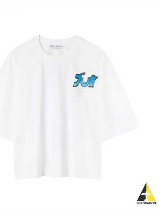 J W Anderson Women s Print Boxy Short Sleeve T Shirt White JT0110 PG1073 - JW ANDERSON - BALAAN 1