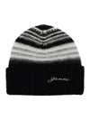 Stripe Soft Wool Beanie Black - GANNI - BALAAN 1